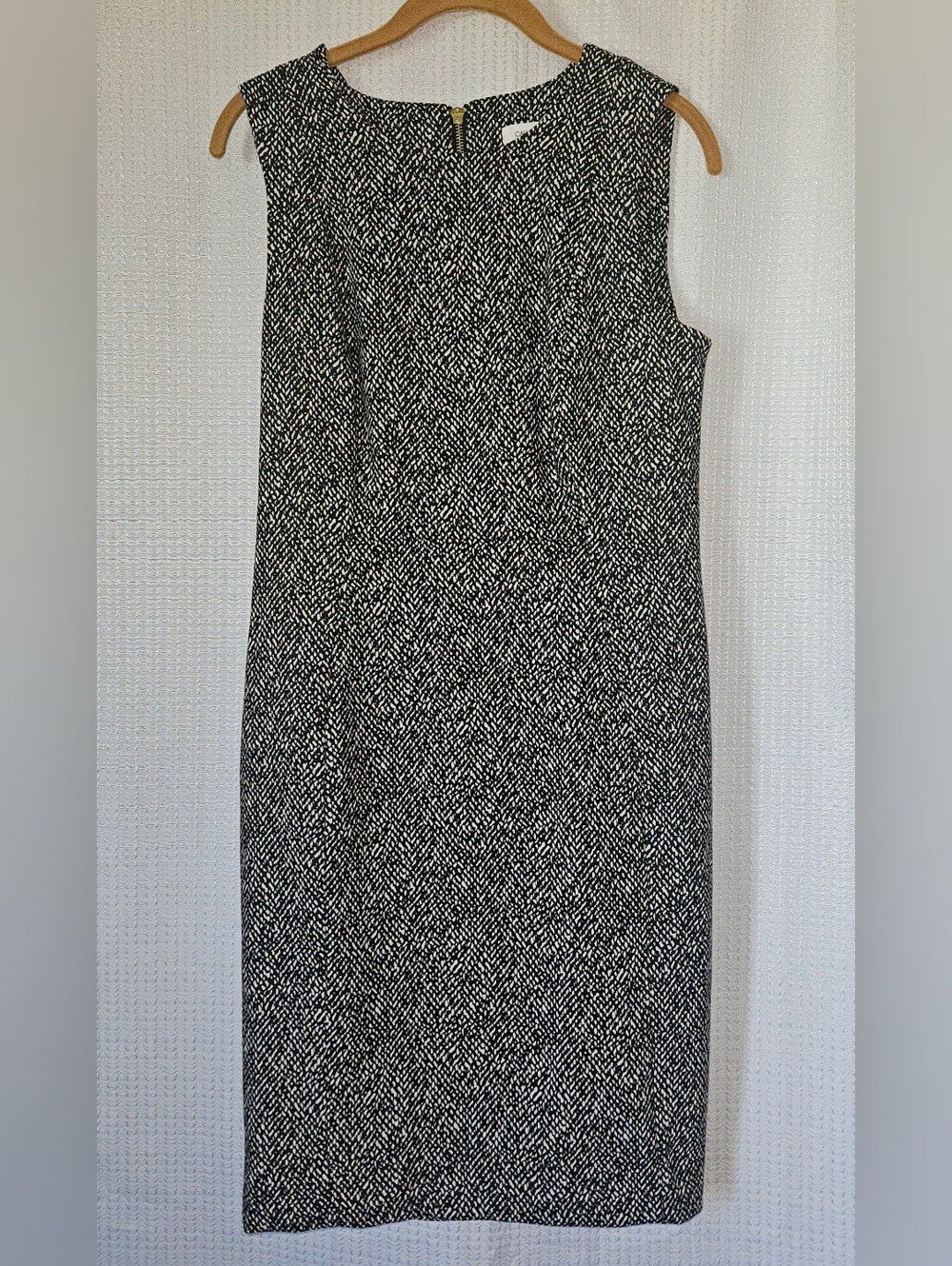 Calvin Klein Black White Animal Print Sleeveless Sheath Midi Dress Size 10